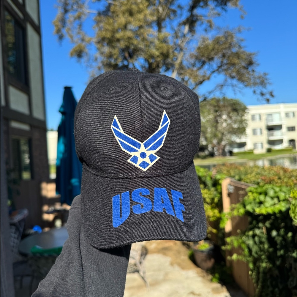 Black USAF Cap with Blue Logo